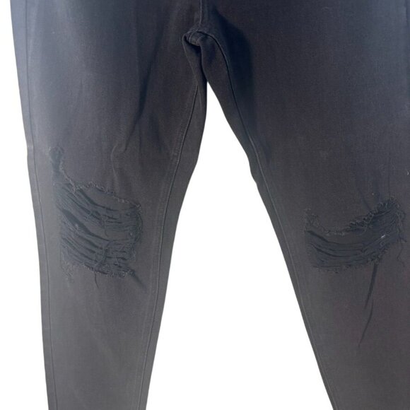 Missguided Busted Knee High-Rise Mom Jeans Black Denim US 8R Distressed Casual - Picture 3 of 11